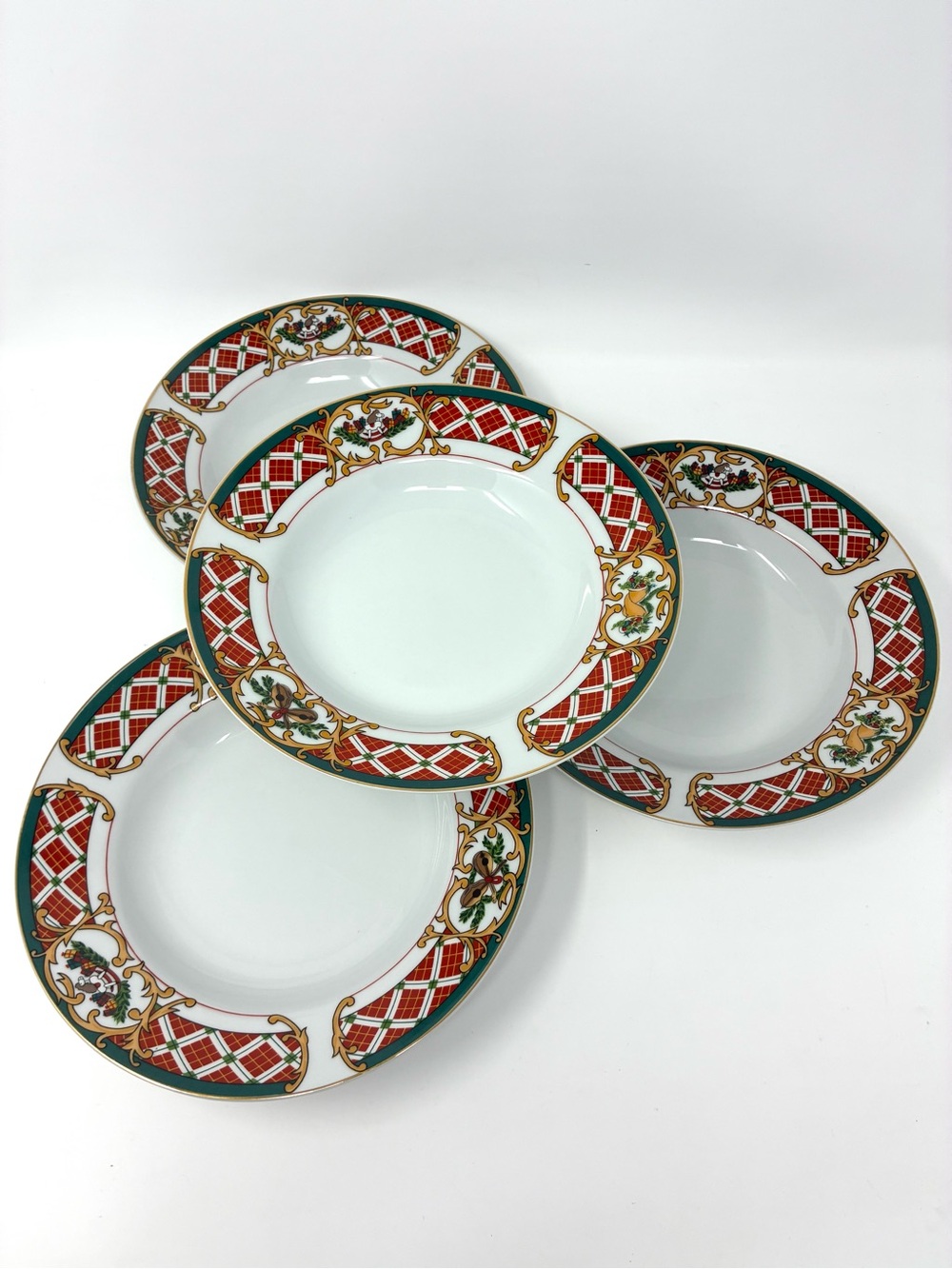 Gibson Designs Windsor Rim Soup Bowls Set Of 4 Holiday Bowls 90’s Art Nouveau